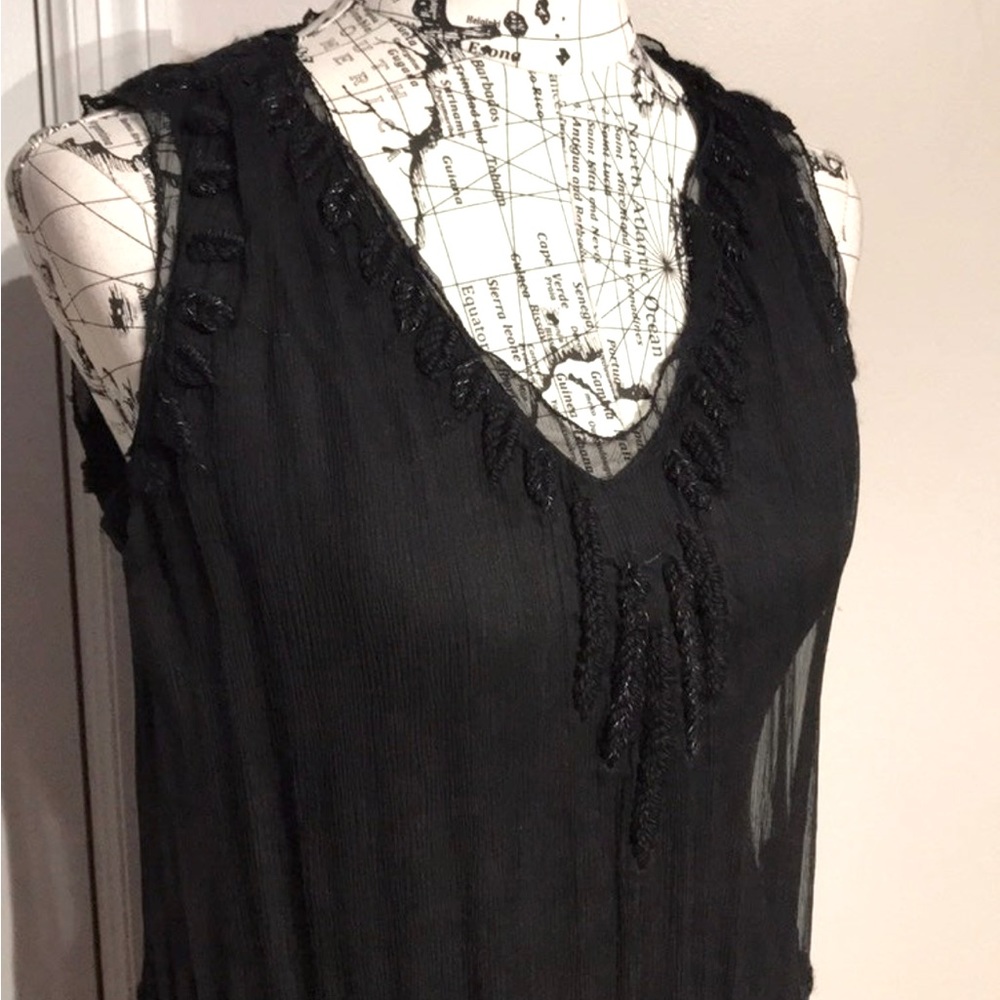 🎯Max Studio Silk Embroidered Flowy whimsygoth rave tunic camisole slip tee tank